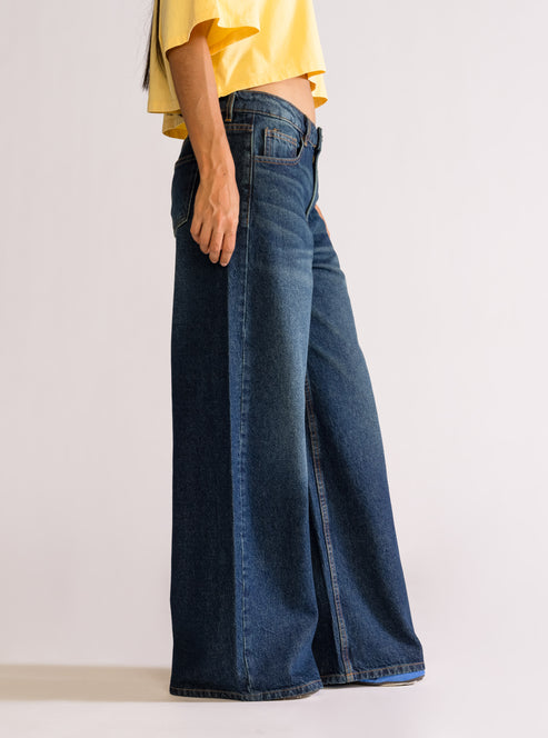 Pump It, Baggy Jeans Cintura Baja, Azul Marino