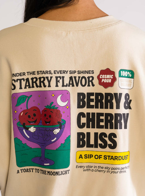 Berry Cherry Bliss Crewneck, Beige