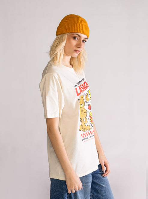 Lasagna Garfield Playera, Blanco Hueso