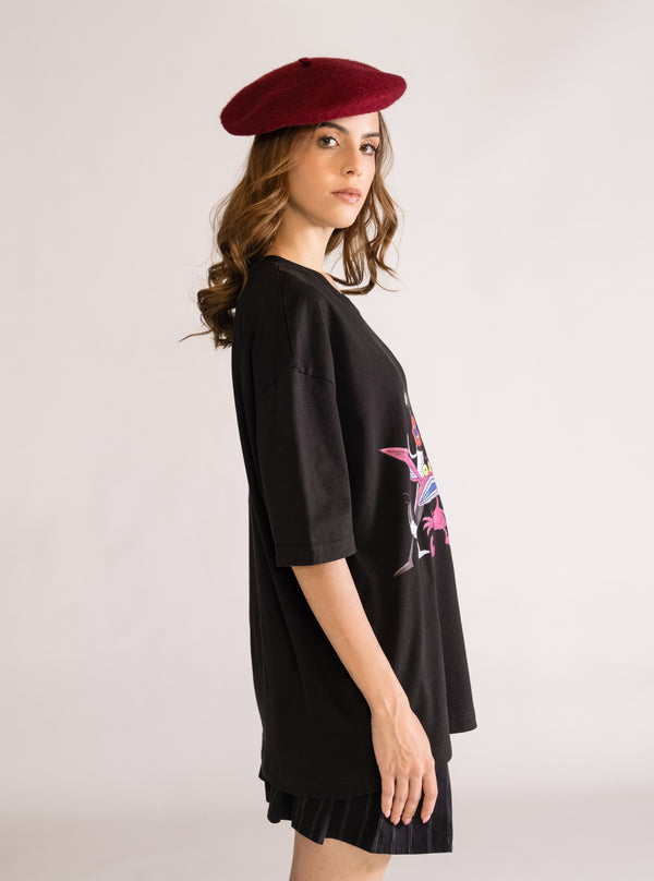 Real Monsters, Drop Shoulder Playera, Negro