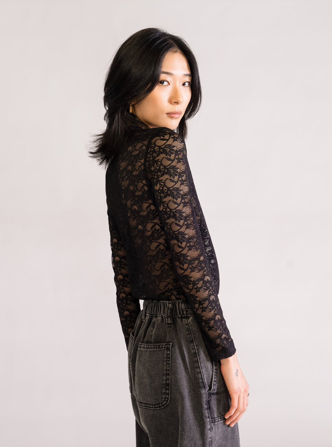 Lust Lace Blouse, Negro