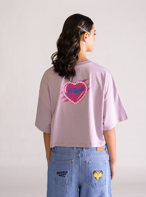 Garfield Purrrfect Cropped Playera, Morado Claro