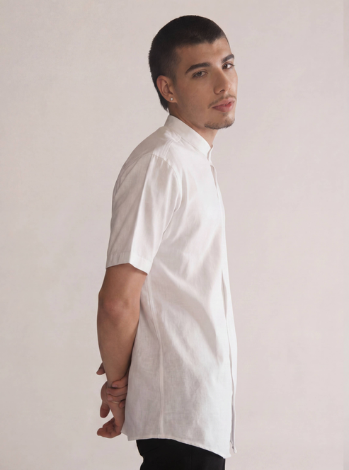 Full Swing Camisa Cuello Mao, Blanco