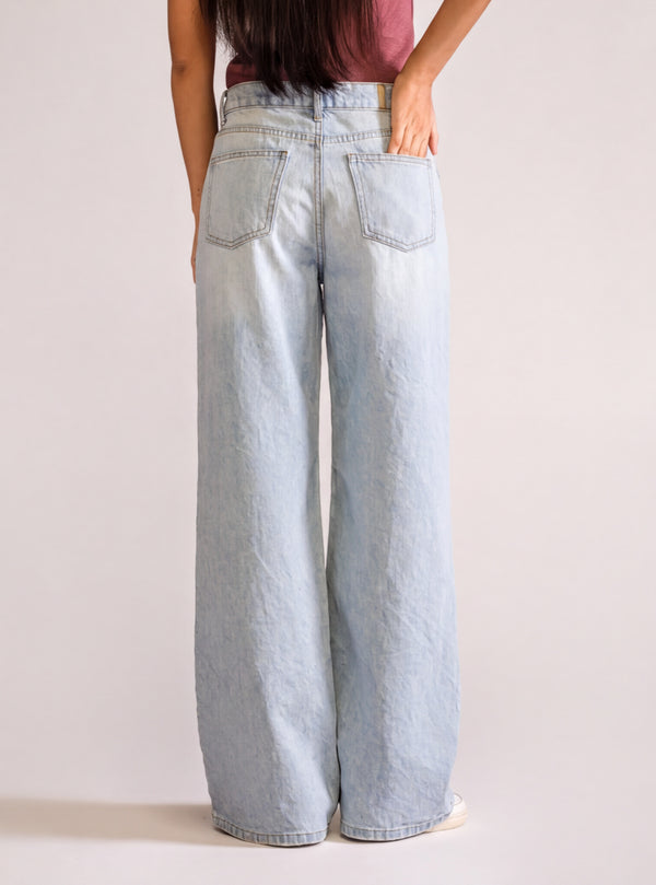Lost & Found, Wide Leg Jeans, Celeste