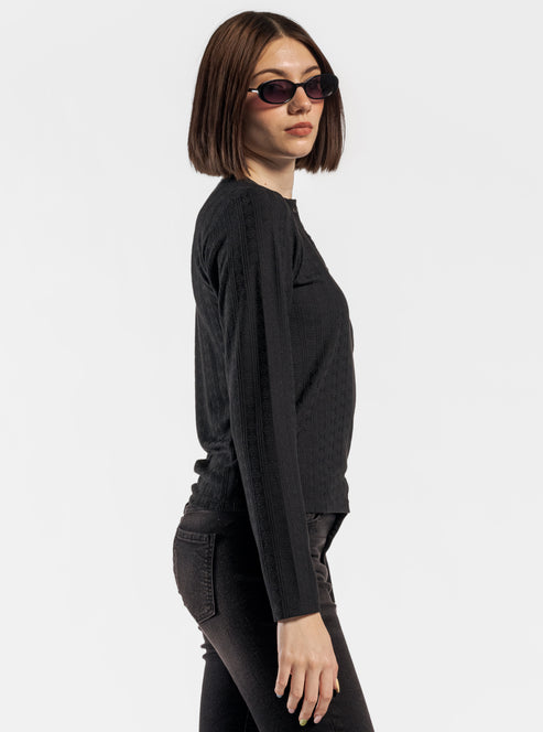 Button Down Manga Larga, Negro