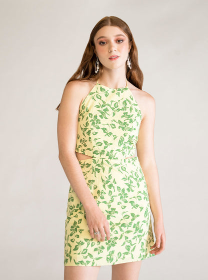 Halter Neck Mini Dress, Verde Claro
