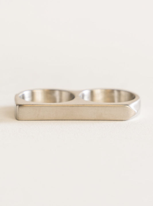 Doble Biker Ring, Plateado