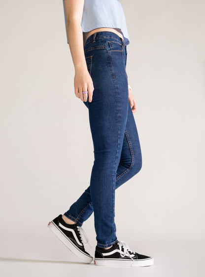 Frontal Cuts Skinny Jeans, Azul Marino