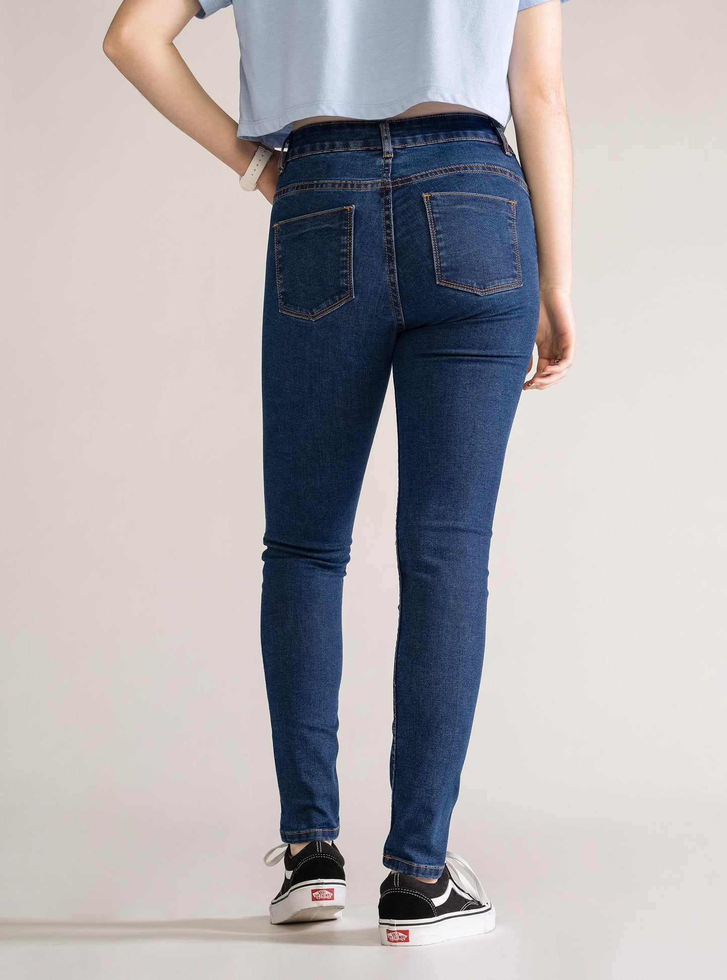 Frontal Cuts Skinny Jeans, Azul Marino