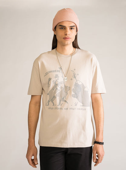 Risky Choices Drop T-Shirt, Café Claro