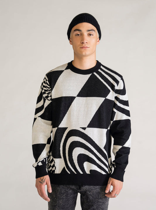 Warped Chess Sweater, Negro
