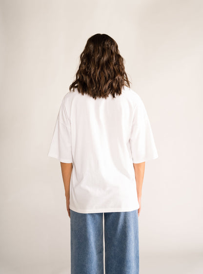 Meow Oversized Tee, Blanco