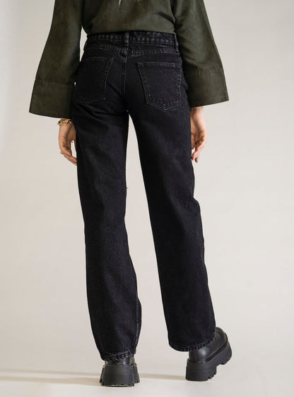 At The End Of The Night Straight Jeans, Negro