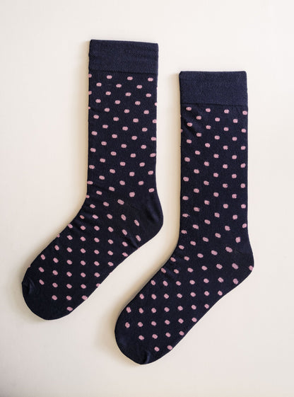 Dots And Diamonds Party Socks, Azul Obscuro