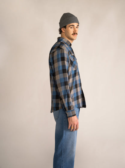Rear View Long Sleeve Shirt, Azul Obcuro