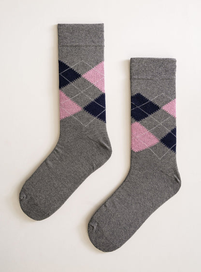 Dots And Diamonds Party Socks, Gris Claro