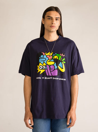 Real Monsters Oversize T-Shirt, Azul Marino