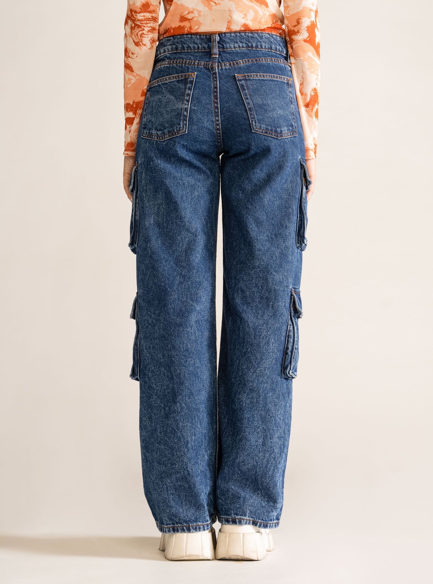 Rock Steady Straight Cargo Jeans, Azul Obscuro