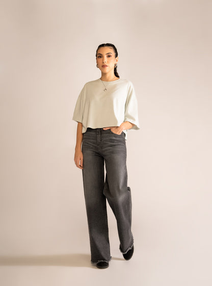 Fill To Void Wide Leg Jeans,Gris Obscuro