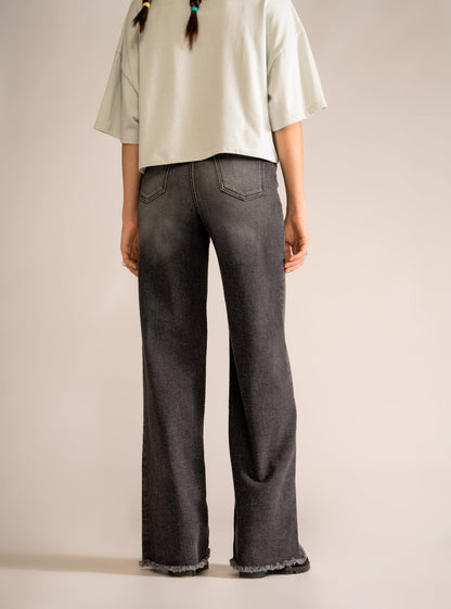 Fill To Void Wide Leg Jeans,Gris Obscuro