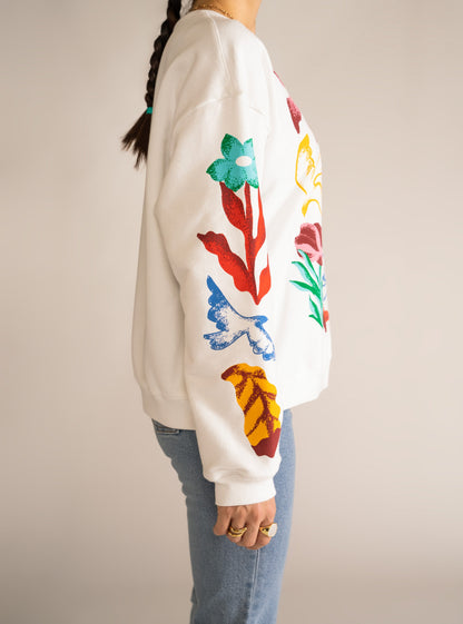 Botanicals Crew Neck, Blanco