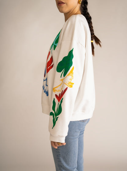 Botanicals Crew Neck, Blanco