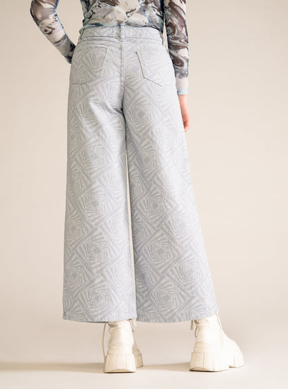 Bleu Ciel Semi Cropped Wide Leg Pants, Celeste