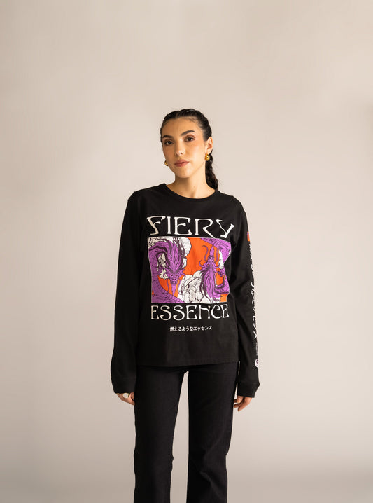 Cosmos Long Sleeve Tee, Negro