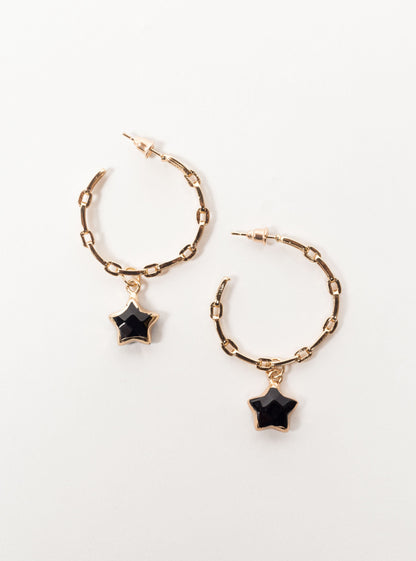 Black Star Earrings, Negro