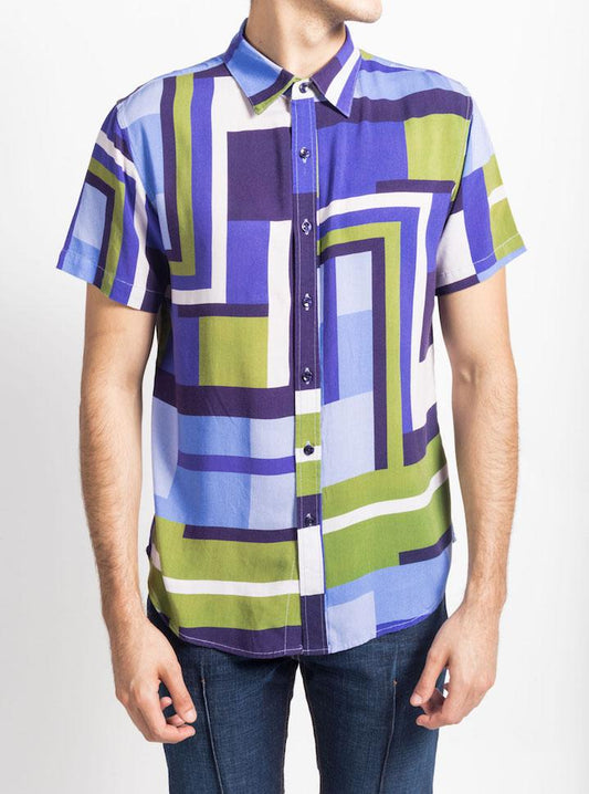Squaring Lines Shirt, Azul Obscuro