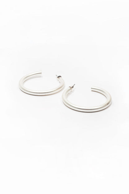 Oval Loop Earrings, Plateado